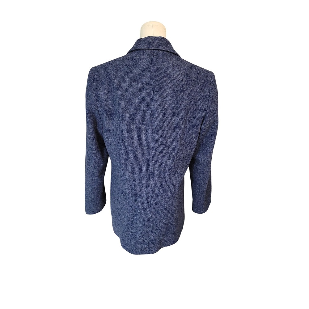 Mary Flaherty Wool Blazer Jacket Herringbone Blue UK 8 US 6 Made in Ireland - Picture 3 of 5